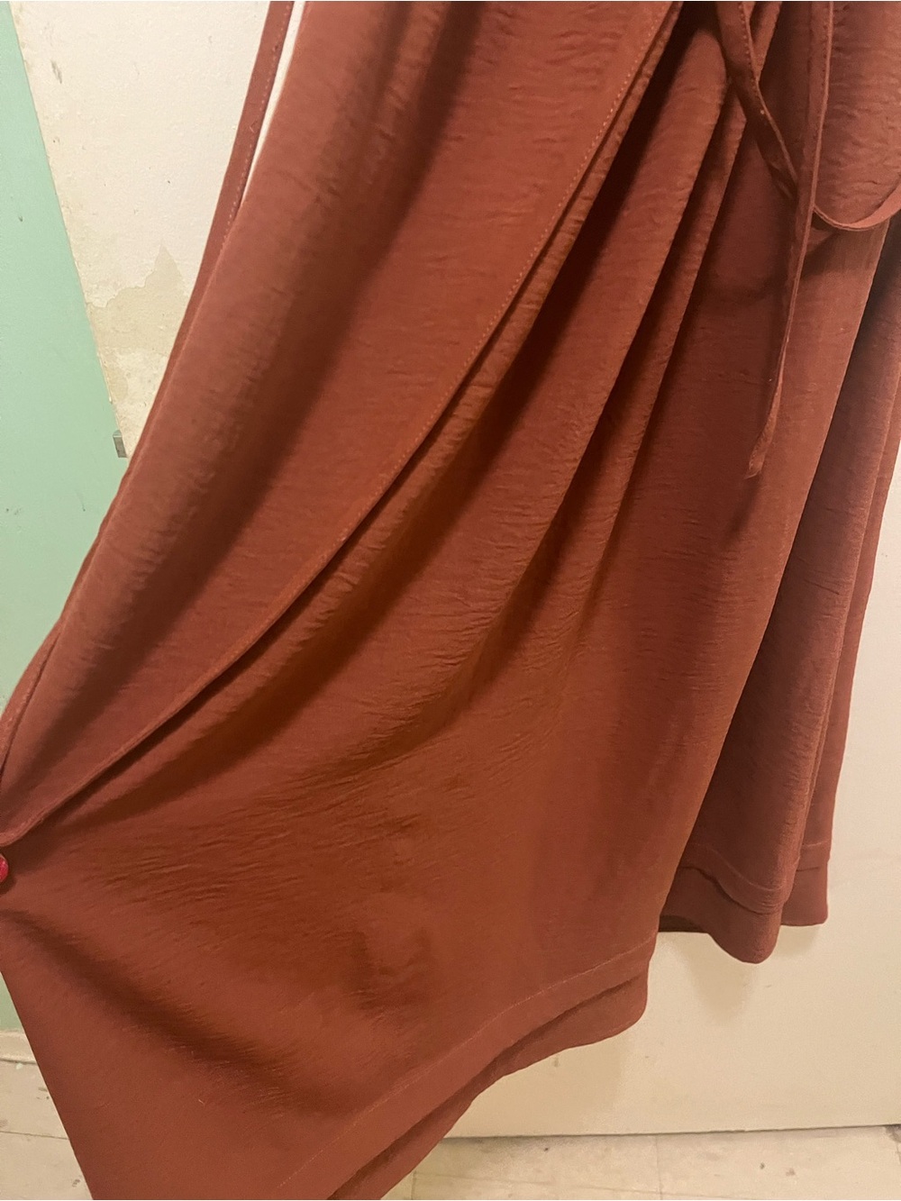 Rust Brown Ruffled V-Neck Maxi Dress - Picture 6 of 7
